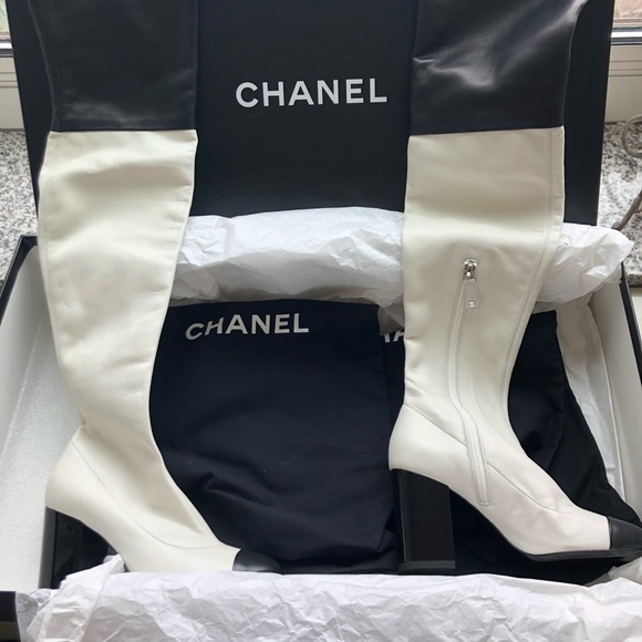 CHANEL Cap Toe OTK Boots BRAND NEW - Picture 4 of 6